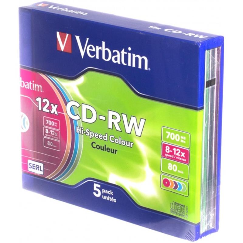  CD-RW  700MB 8-12x,  5  slim box, Verbatim